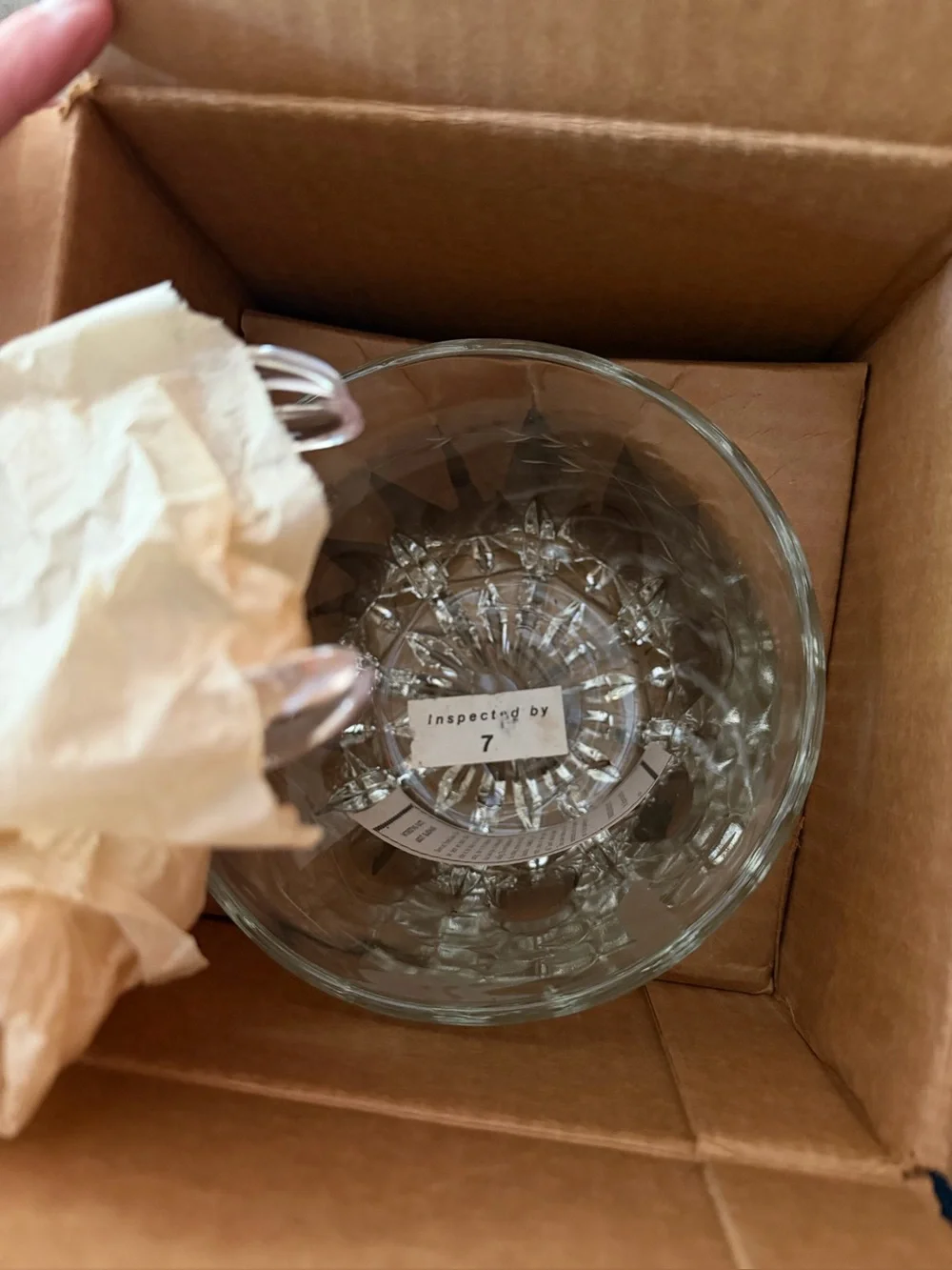 NIB- Princess House clear crystal floral etched ice bucket with tongs
